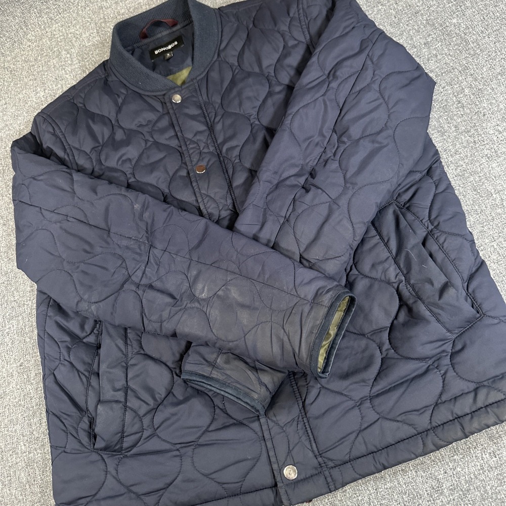 Bonobos Quilted Jacket Mens Medium Navy Snap Front Bomber Lightweight Coat‎